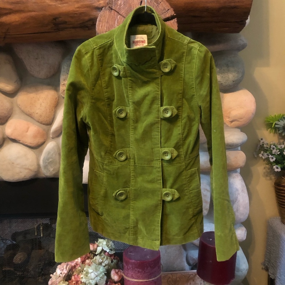 Green Double-Breasted smooth Corduroy Jacket Style size M
